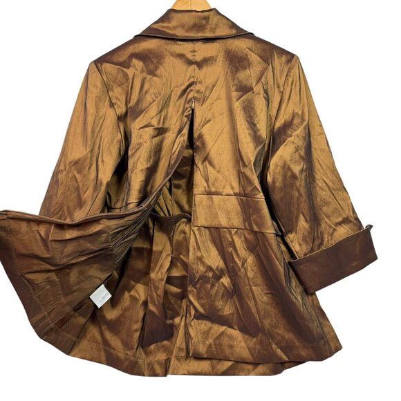 R&M Richards Bronze Metallic Top Womens 14W Tie Waist Zip Back *READ FLAW* NWT - Picture 3 of 10